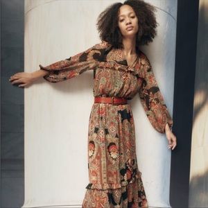 Zara RUFFLED PRINT DRESS